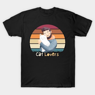 cat lovers man retro T-Shirt